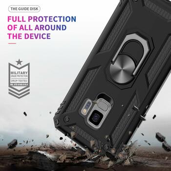 Microsonic Samsung Galaxy S9 Kılıf Military Ring Holder Gümüş