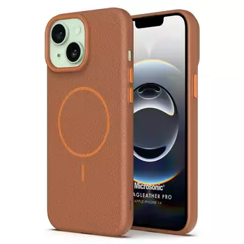 Microsonic Apple iPhone 14 Kılıf MagLeather Pro Kahverengi
