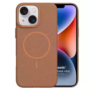 Microsonic Apple iPhone 14 Kılıf MagLeather Pro Kahverengi