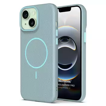 Microsonic Apple iPhone 13 Kılıf MagLeather Pro Mavi