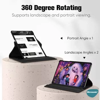 Microsonic Samsung Galaxy Tab S11 Ultra Kılıf 360 Rotating Stand Deri Kırmızı