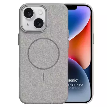 Microsonic Apple iPhone 13 Kılıf MagLeather Pro Gri