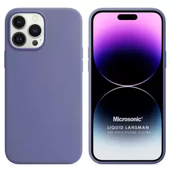 Microsonic Apple iPhone 15 Pro Max Kılıf Liquid Lansman Silikon Lavanta Grisi