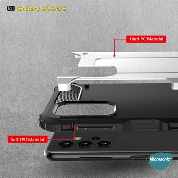 Microsonic Samsung Galaxy A32 5G Kılıf Rugged Armor Gümüş