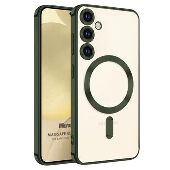 Microsonic Samsung Galaxy A54 Kılıf MagSafe Luxury Electroplate Koyu Yeşil