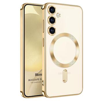 Microsonic Samsung Galaxy A54 Kılıf MagSafe Luxury Electroplate Gold