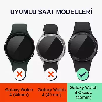 Microsonic Samsung Galaxy Watch 4 Classic (46MM) Spor Koruyucu Metal Çerçeve Bezel Siyah Kırmızı