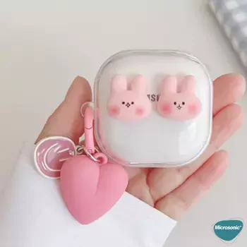 Microsonic Samsung Galaxy Buds 2 Kılıf Rabbit Figürlü Şeffaf