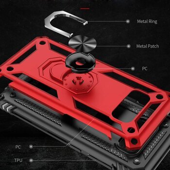 Microsonic Samsung Galaxy Note 9 Kılıf Military Ring Holder Gümüş