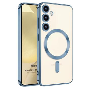 Microsonic Samsung Galaxy A55 Kılıf MagSafe Luxury Electroplate Sierra Mavisi