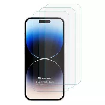 Microsonic Apple iPhone 15 Pro Screen Protector Nano Glass Cam Ekran Koruyucu (3`lü Paket)