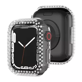 Microsonic Apple Watch Series 11 46mm Kılıf Diamond Taşlı Clear WatchBand Şeffaf