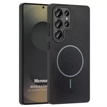 Microsonic Samsung Galaxy S25 Ultra Kılıf MagLeather Pro Siyah