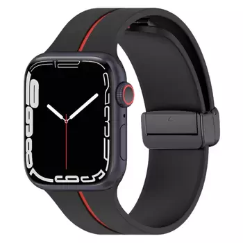 Microsonic Apple Watch Ultra 3 Kordon Ribbon Line Siyah Kırmızı