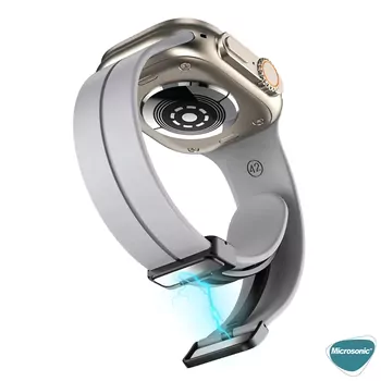 Microsonic Apple Watch Ultra 3 Kordon Ribbon Line Siyah Kırmızı