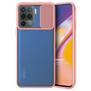 Microsonic Oppo Reno 5 Lite Kılıf Slide Camera Lens Protection Rose Gold