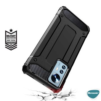 Microsonic Xiaomi Mi 12 Kılıf Rugged Armor Siyah