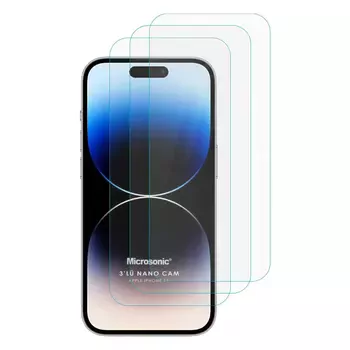 Microsonic Apple iPhone 15 Screen Protector Nano Glass Cam Ekran Koruyucu (3`lü Paket)