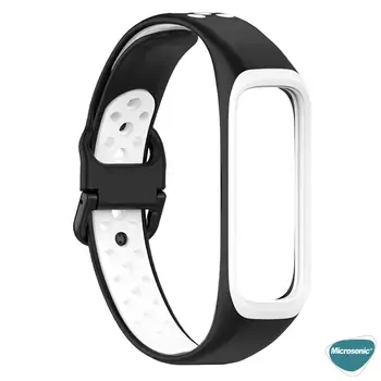 Microsonic Samsung Galaxy Fit 2 R220 Rainbow Sport Band Kordon Siyah Beyaz