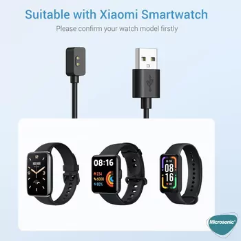 Microsonic Xiaomi Smart Band 8 Active Manyetik USB Şarj Kablosu Siyah