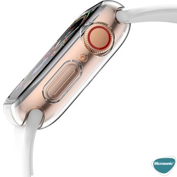 Microsonic Apple Watch SE 44mm Kılıf 360 Full Round Soft Silicone Şeffaf Kılıf