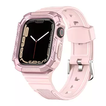 Microsonic Apple Watch 9 41mm Kordon Dual Apex Resist Pembe