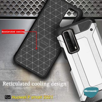 Microsonic Huawei P Smart 2021 Kılıf Rugged Armor Kırmızı