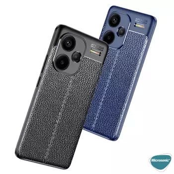 Microsonic Xiaomi Redmi Note 13 Pro Plus 5G Kılıf Deri Dokulu Silikon Siyah