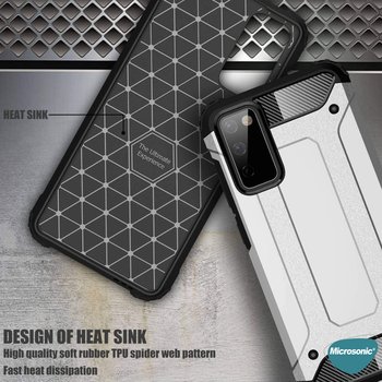 Microsonic Samsung Galaxy S20 FE Kılıf Rugged Armor Gümüş