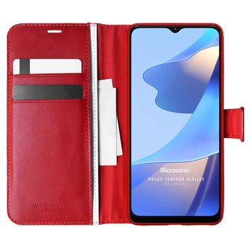 Microsonic Oppo A16 Kılıf Delux Leather Wallet Kırmızı