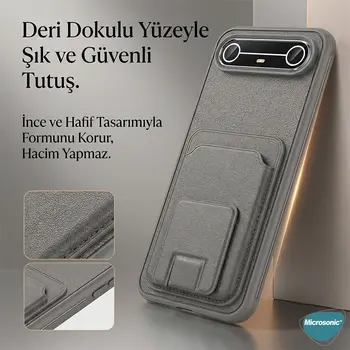 Microsonic Xiaomi Redmi Note 15 Pro 5G Kılıf PocketPro Litchi Gri