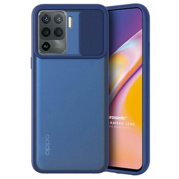 Microsonic Oppo Reno 5 Lite Kılıf Slide Camera Lens Protection Lacivert