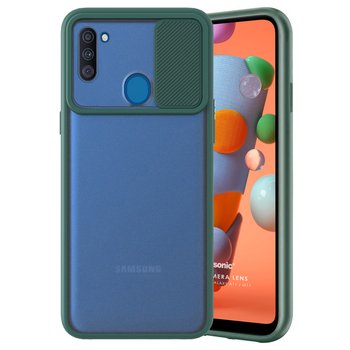 Microsonic Samsung Galaxy M11 Kılıf Slide Camera Lens Protection Koyu Yeşil