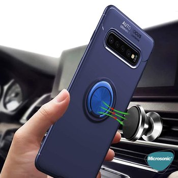 Microsonic Samsung Galaxy S10 Kılıf Kickstand Ring Holder Kırmızı