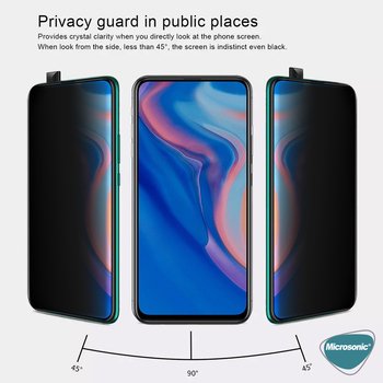 Microsonic Huawei Honor 9X Invisible Privacy Kavisli Ekran Koruyucu Siyah