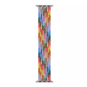 Microsonic Apple Watch Series 9 41mm Kordon, (Large Size, 160mm) Braided Solo Loop Band Gökkuşağı