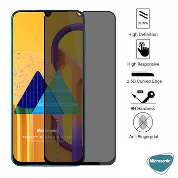 Microsonic Samsung Galaxy M30S Invisible Privacy Kavisli Ekran Koruyucu Siyah