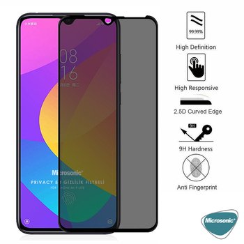 Microsonic Xiaomi Mi 9 Lite Invisible Privacy Kavisli Ekran Koruyucu Siyah