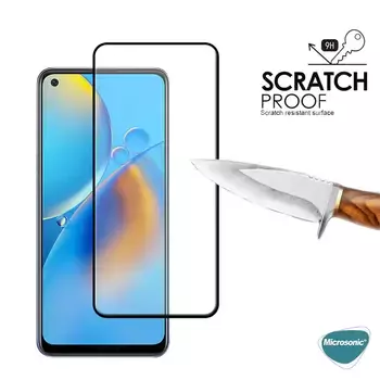 Microsonic Oppo Reno 7 Lite Tam Kaplayan Temperli Cam Ekran Koruyucu Siyah