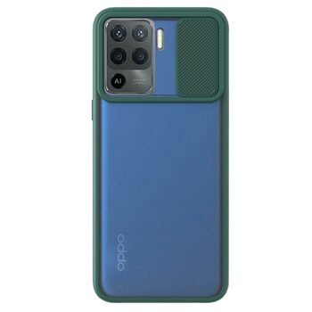 Microsonic Oppo Reno 5 Lite Kılıf Slide Camera Lens Protection Koyu Yeşil