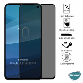 Microsonic Samsung Galaxy S10E Invisible Privacy Kavisli Ekran Koruyucu Siyah