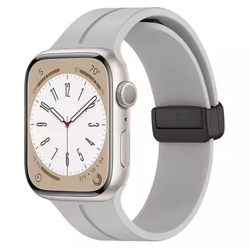 Microsonic Apple Watch Series 11 46mm Kordon Ribbon Line Gri
