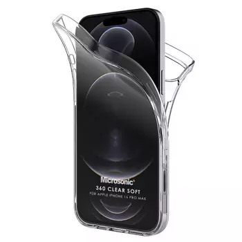 Microsonic Apple iPhone 16 Pro Max Kılıf 6 Tarafı Tam Full Koruma 360 Clear Soft Şeffaf