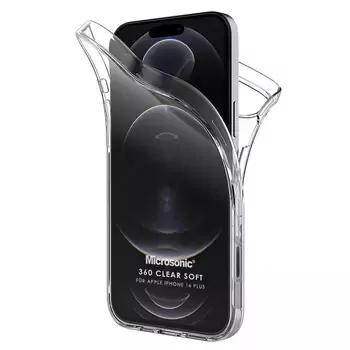 Microsonic Apple iPhone 16 Plus Kılıf 6 Tarafı Tam Full Koruma 360 Clear Soft Şeffaf