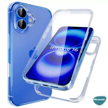 Microsonic Apple iPhone 16 Plus Kılıf 6 Tarafı Tam Full Koruma 360 Clear Soft Şeffaf