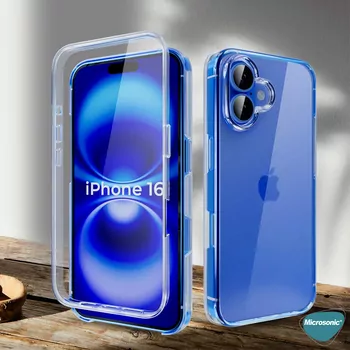 Microsonic Apple iPhone 16 Plus Kılıf 6 Tarafı Tam Full Koruma 360 Clear Soft Şeffaf