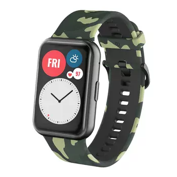 Microsonic Huawei Watch Fit Kordon, Quick Buckle Band Camouflage Yeşil