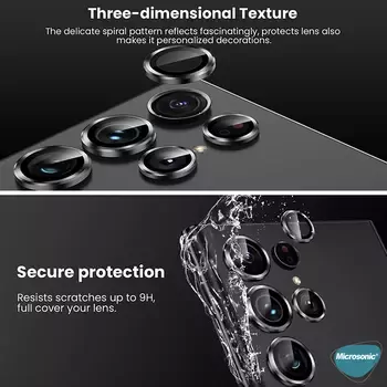 Microsonic Samsung Galaxy S23 Ultra Tekli Kamera Lens Koruma Camı Siyah