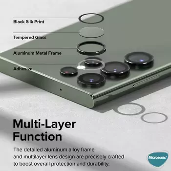 Microsonic Samsung Galaxy S23 Ultra Tekli Kamera Lens Koruma Camı Siyah