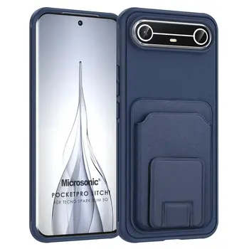 Microsonic TECNO Spark Slim 5G Kılıf PocketPro Litchi Lacivert